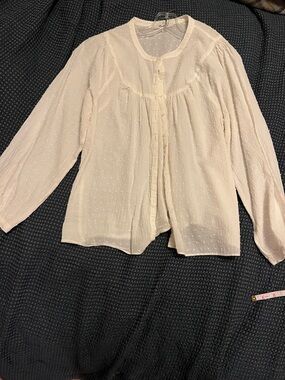 Madewell Off White Swiss Dot Peasant Blouse